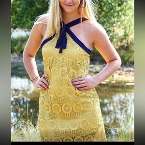 Entro Yellow and Navy Mini Dress